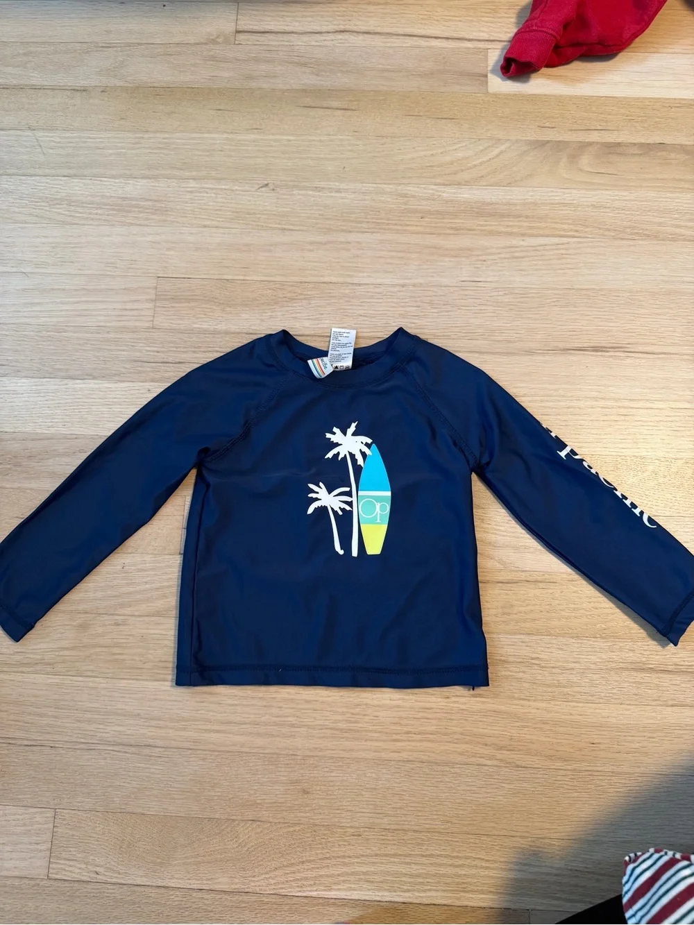 OP Kids Navy Blue Rashguard with Surfboard Graphic
